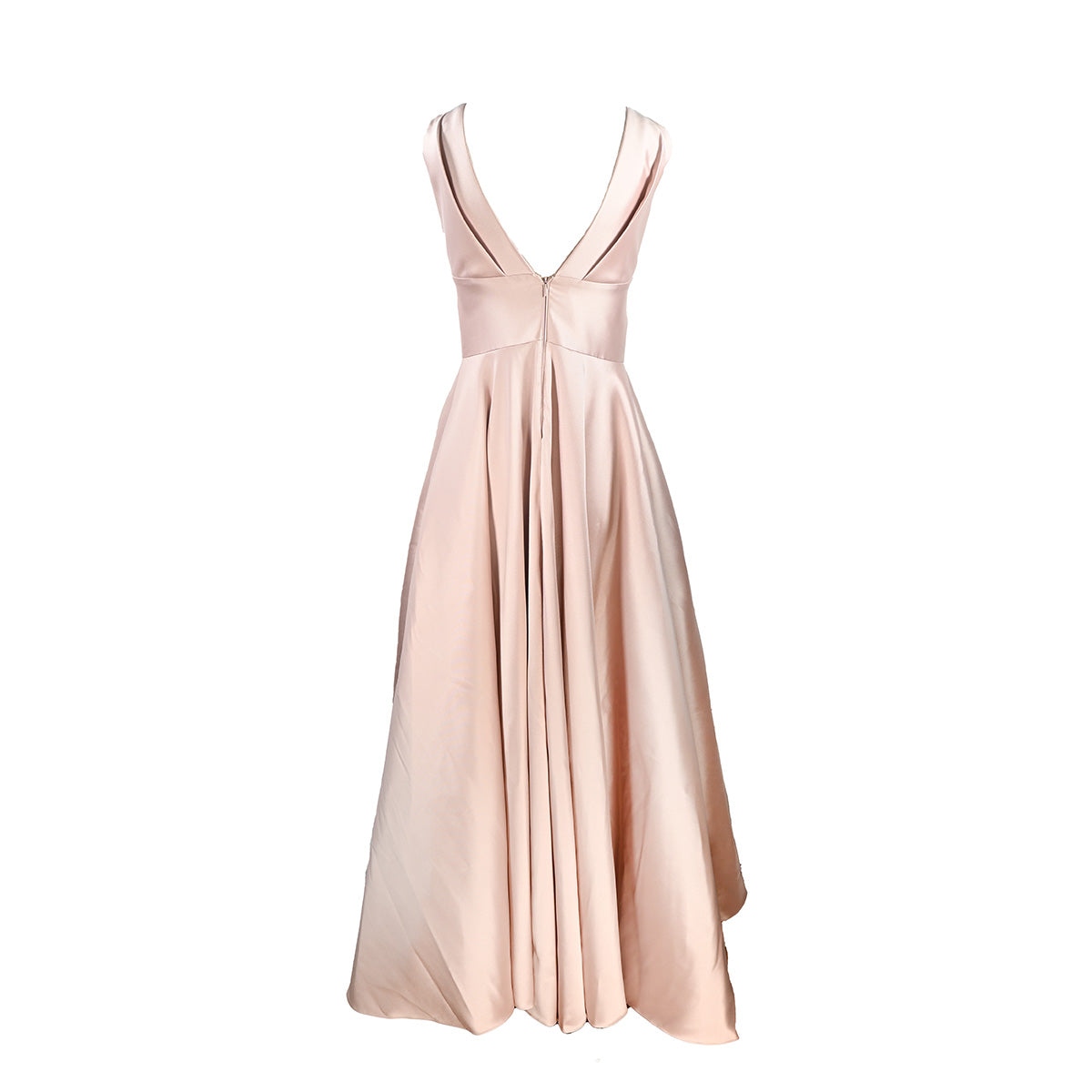 Vestido Longo Nude com Saia Fluida