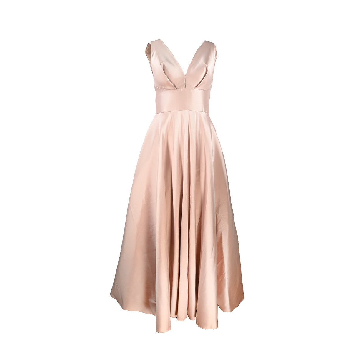 Vestido Longo Nude com Saia Fluida