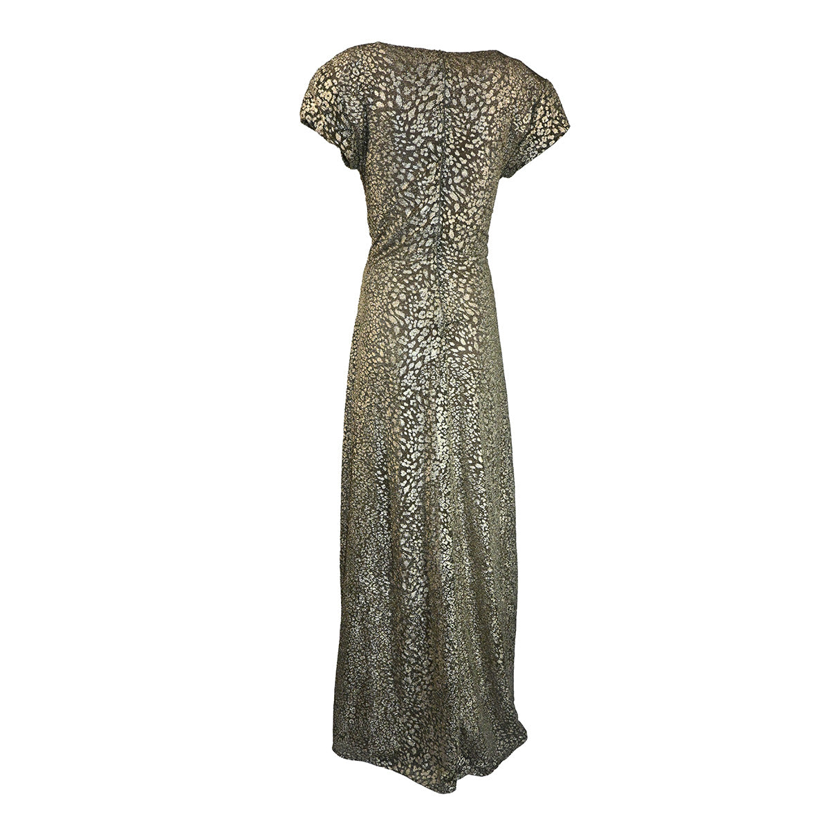 Vestido dourado com textura de oncinha