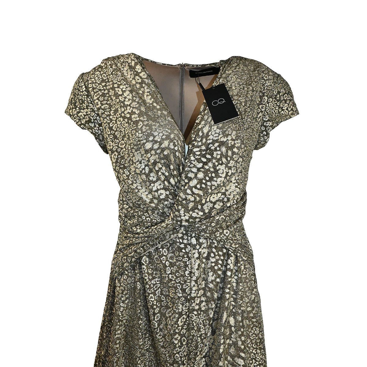 Vestido dourado com textura de oncinha