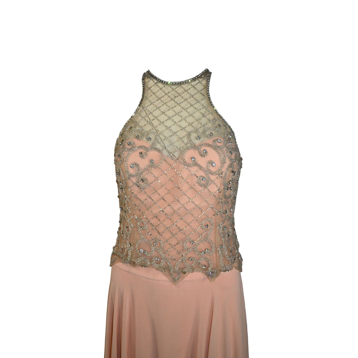 Vestido rosa claro com pedraria