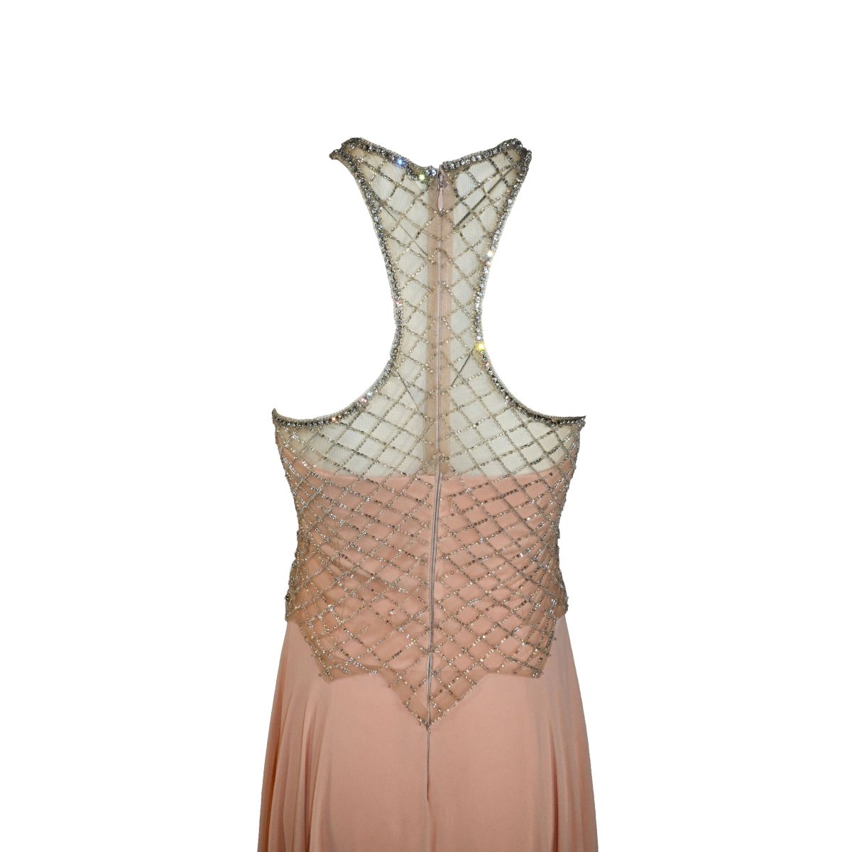 Vestido rosa claro com pedraria