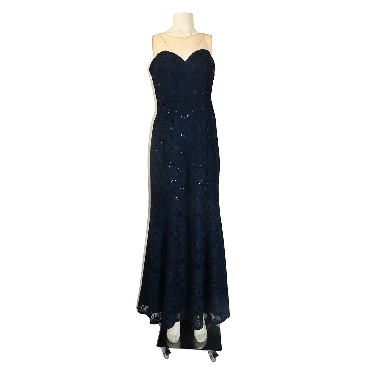 Vestido azul-marinho com renda