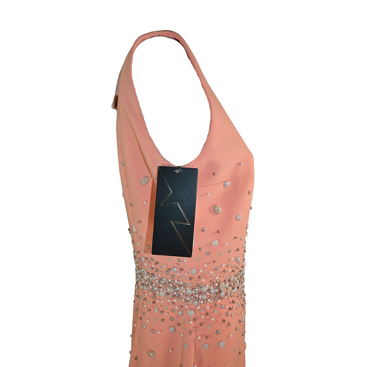 Vestido de festa laranja com perolas