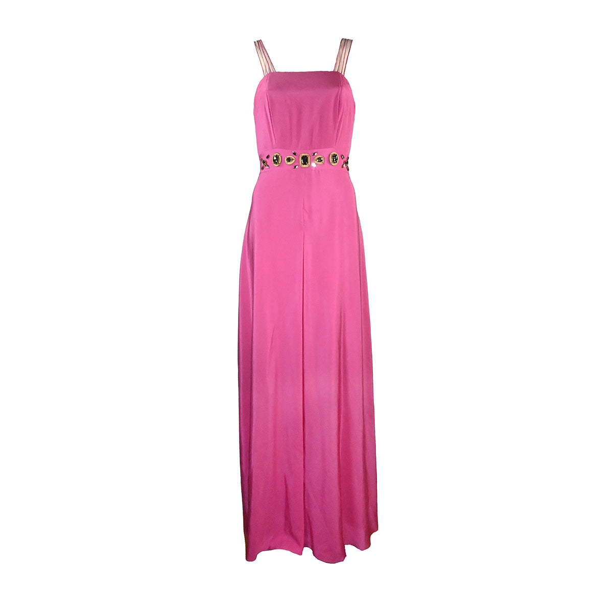 Vestido de festa rosa com pedraria