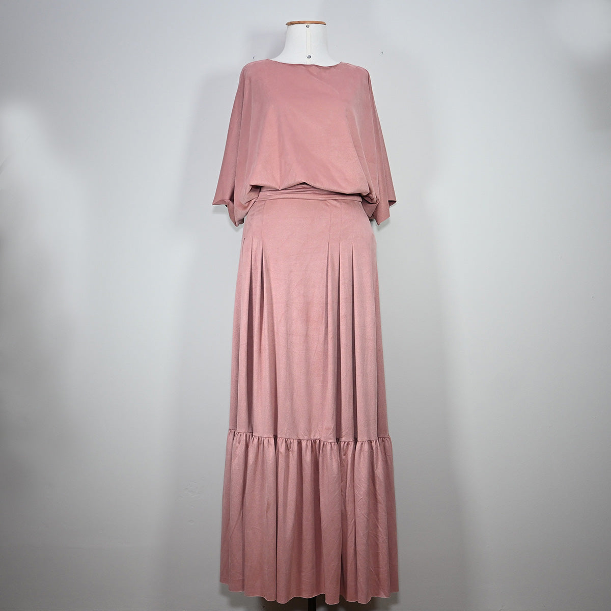 Saia Longa de sued rosa