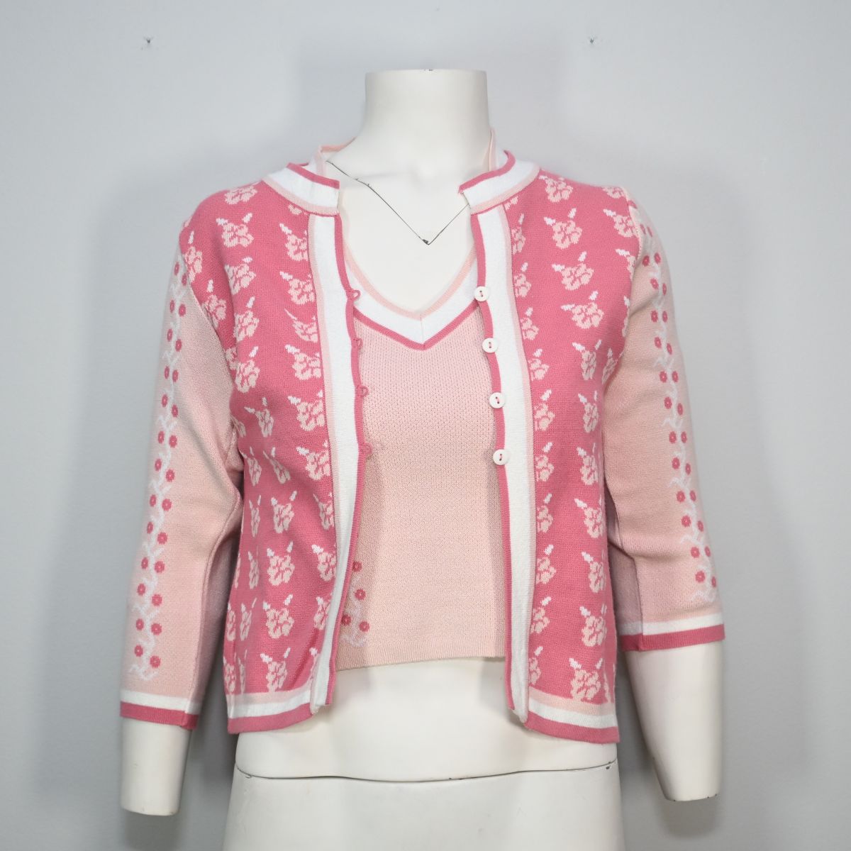 Cardigan rosa estampado