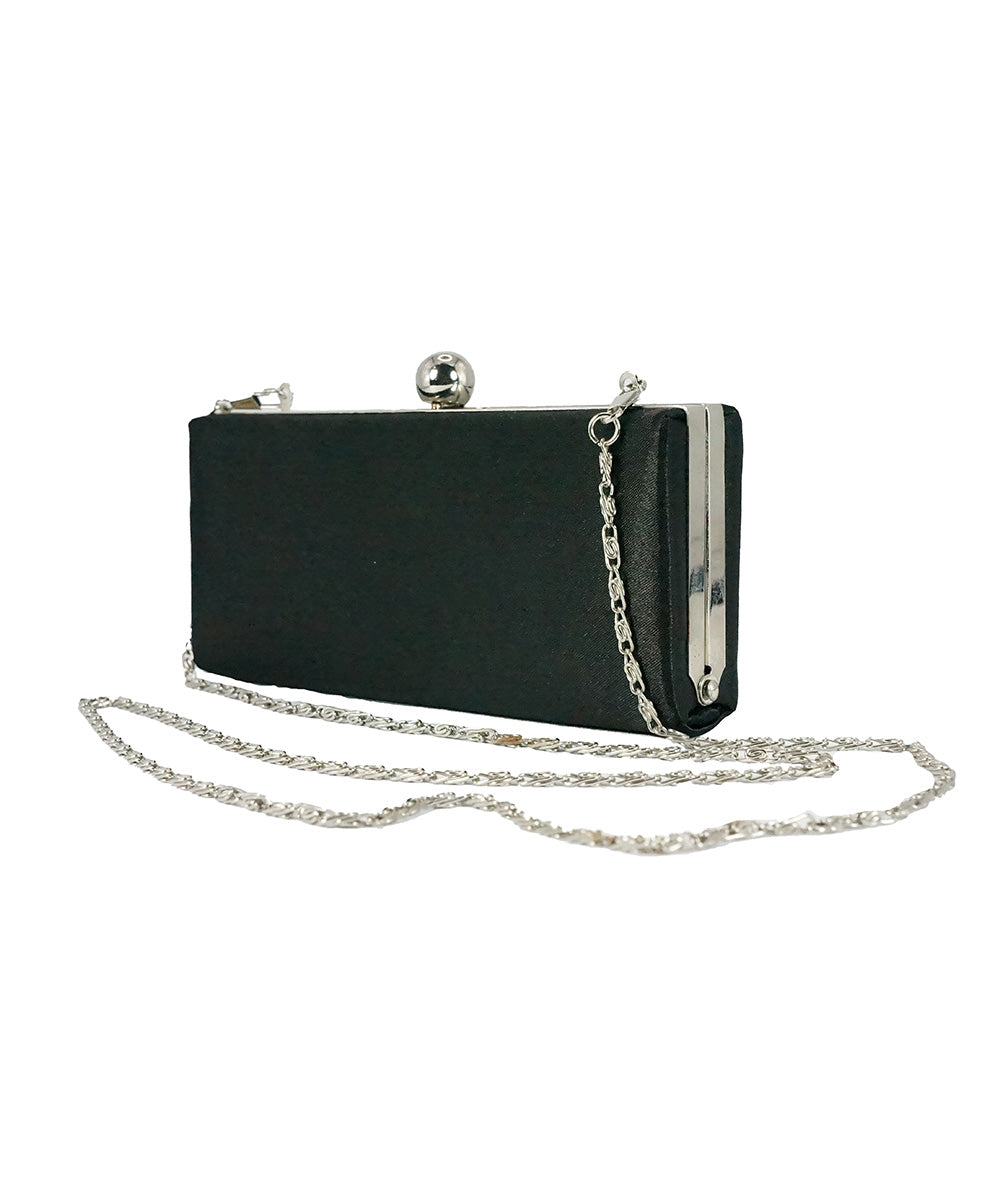 Bolsa Pequena Clutch Preta e Prata