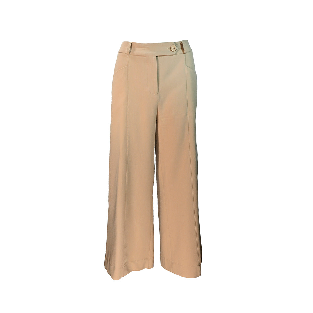 Calça bege flare alfaiataria