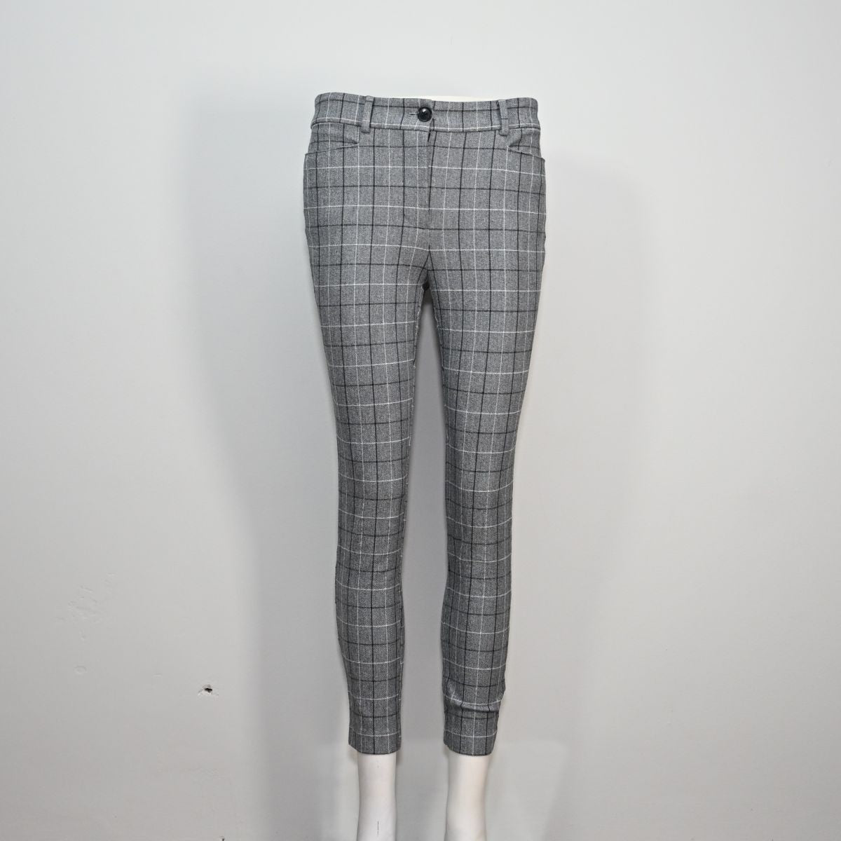 Calça xadrez cinza