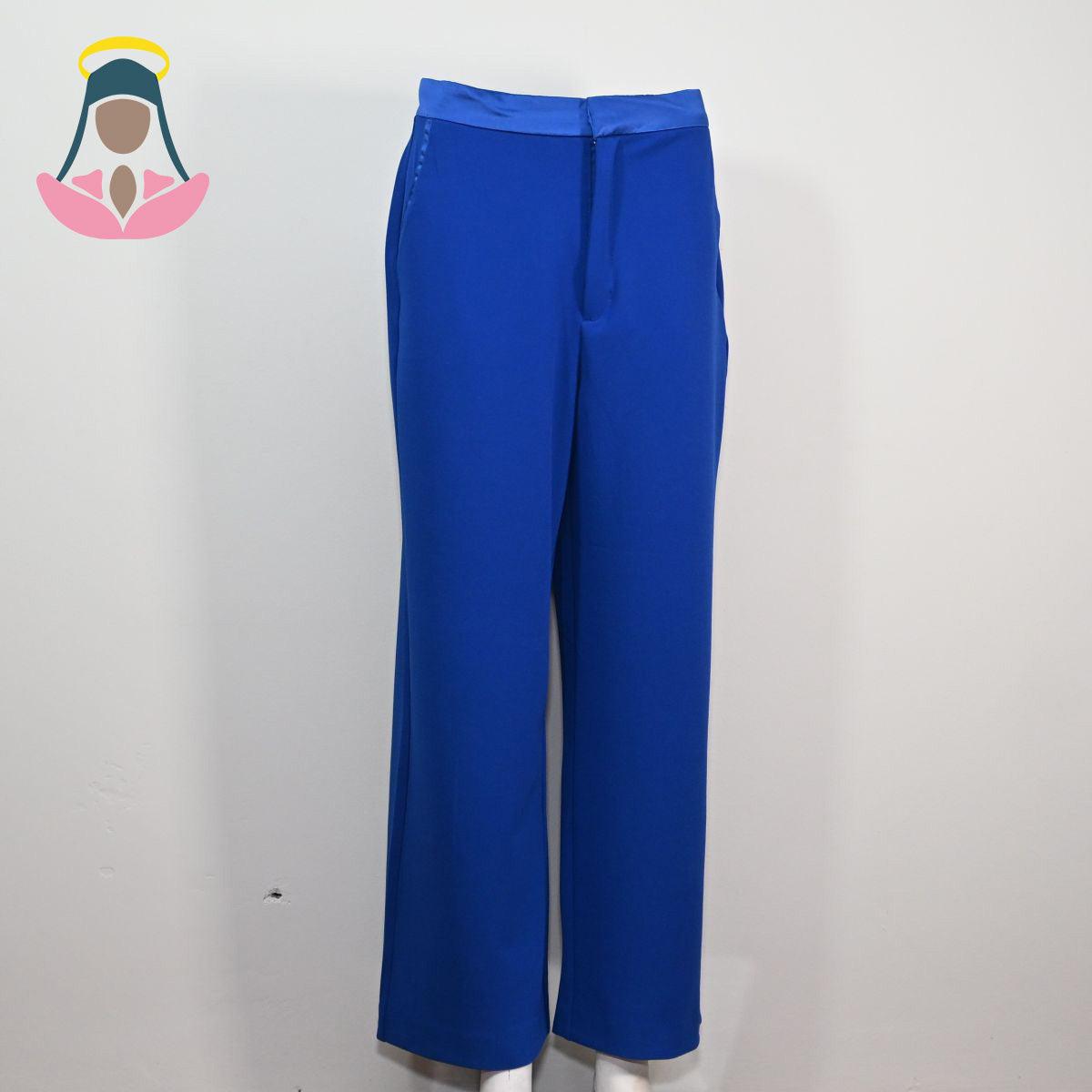 Calça azul royal com detalhe acetinado