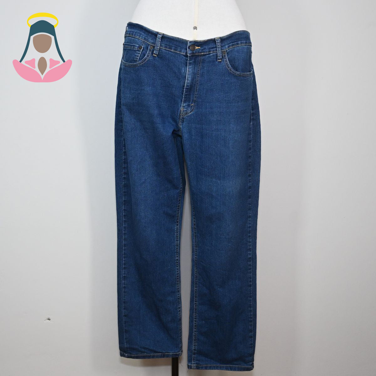 Calça reta jeans azul