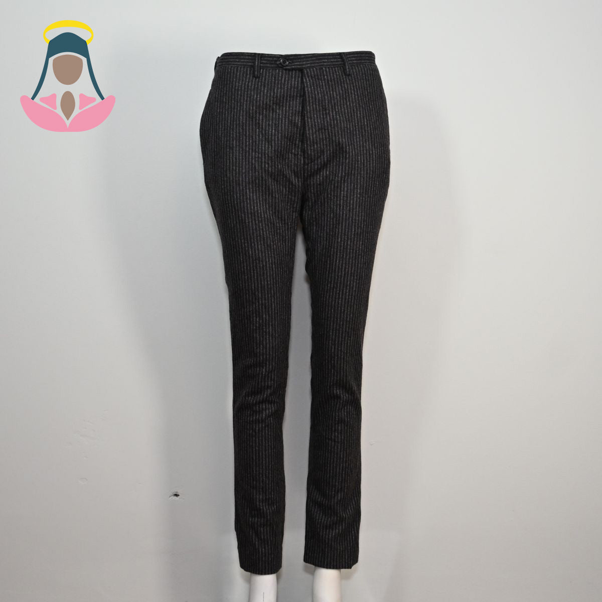 Calça listrada preto e cinza