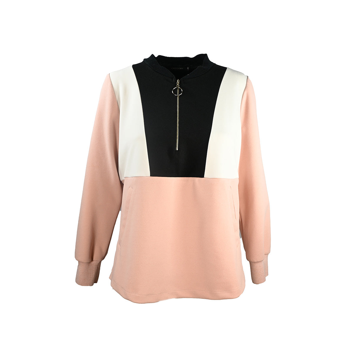 Casaco rosa claro com zíper