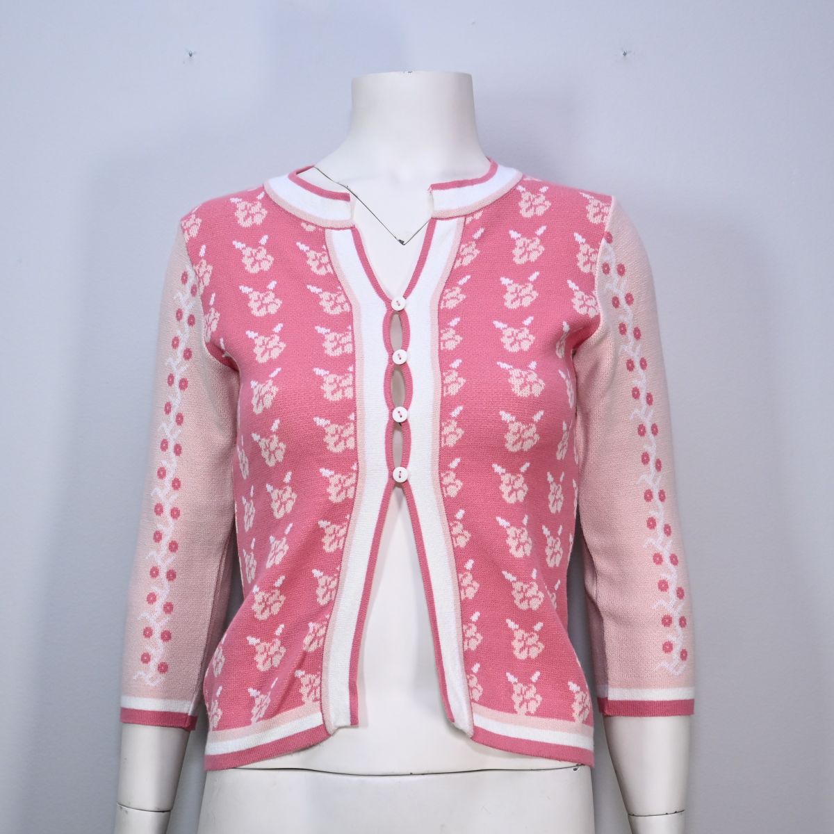 Cardigan rosa estampado