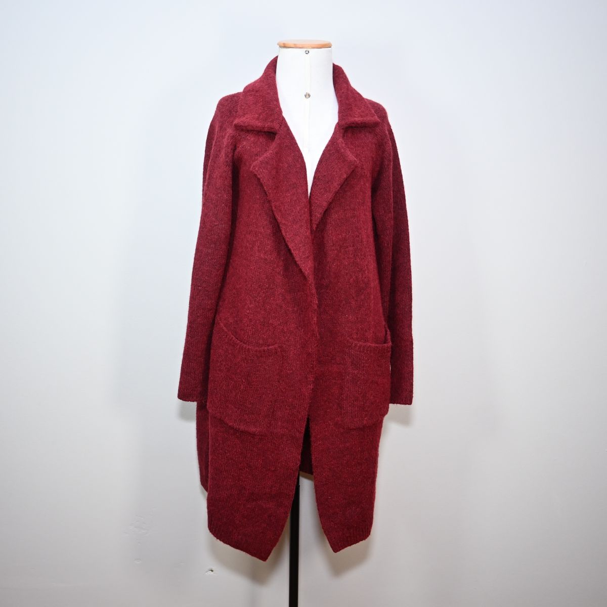 Casaco de malha longo vermelho