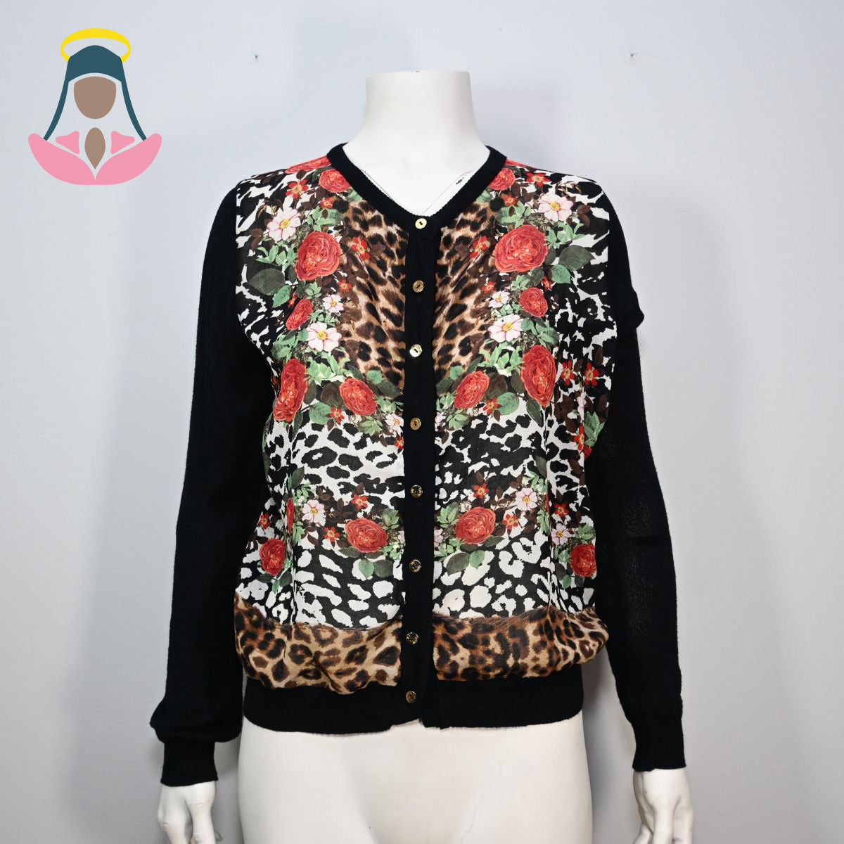 Gardigan com animal print e flores