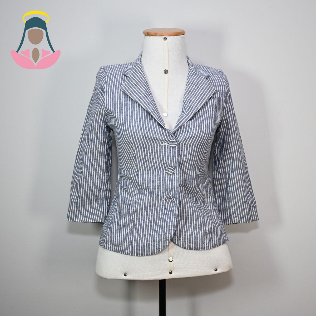 Blazer listrado azul e branco