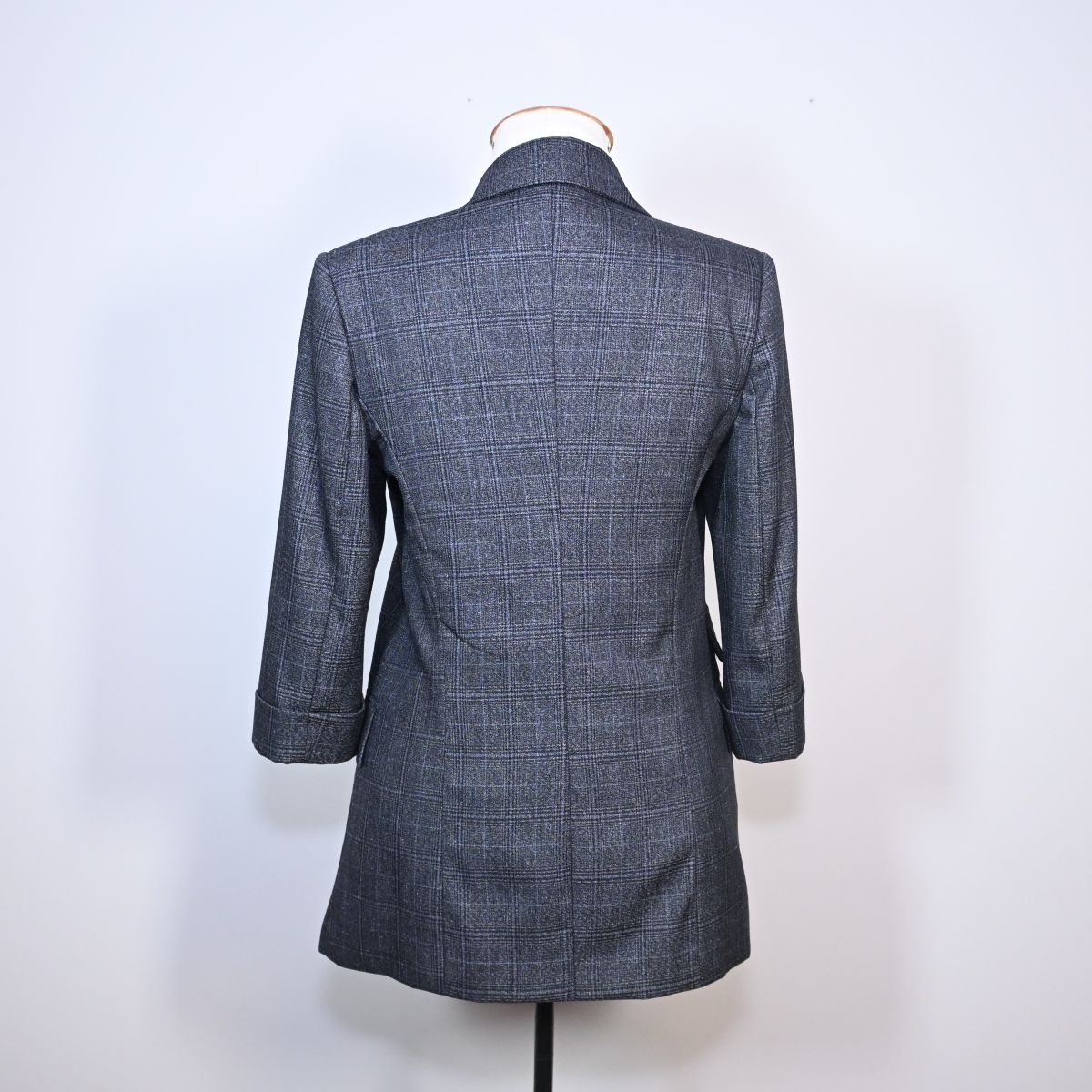 Blazer cinza xadrez com manga 3/4
