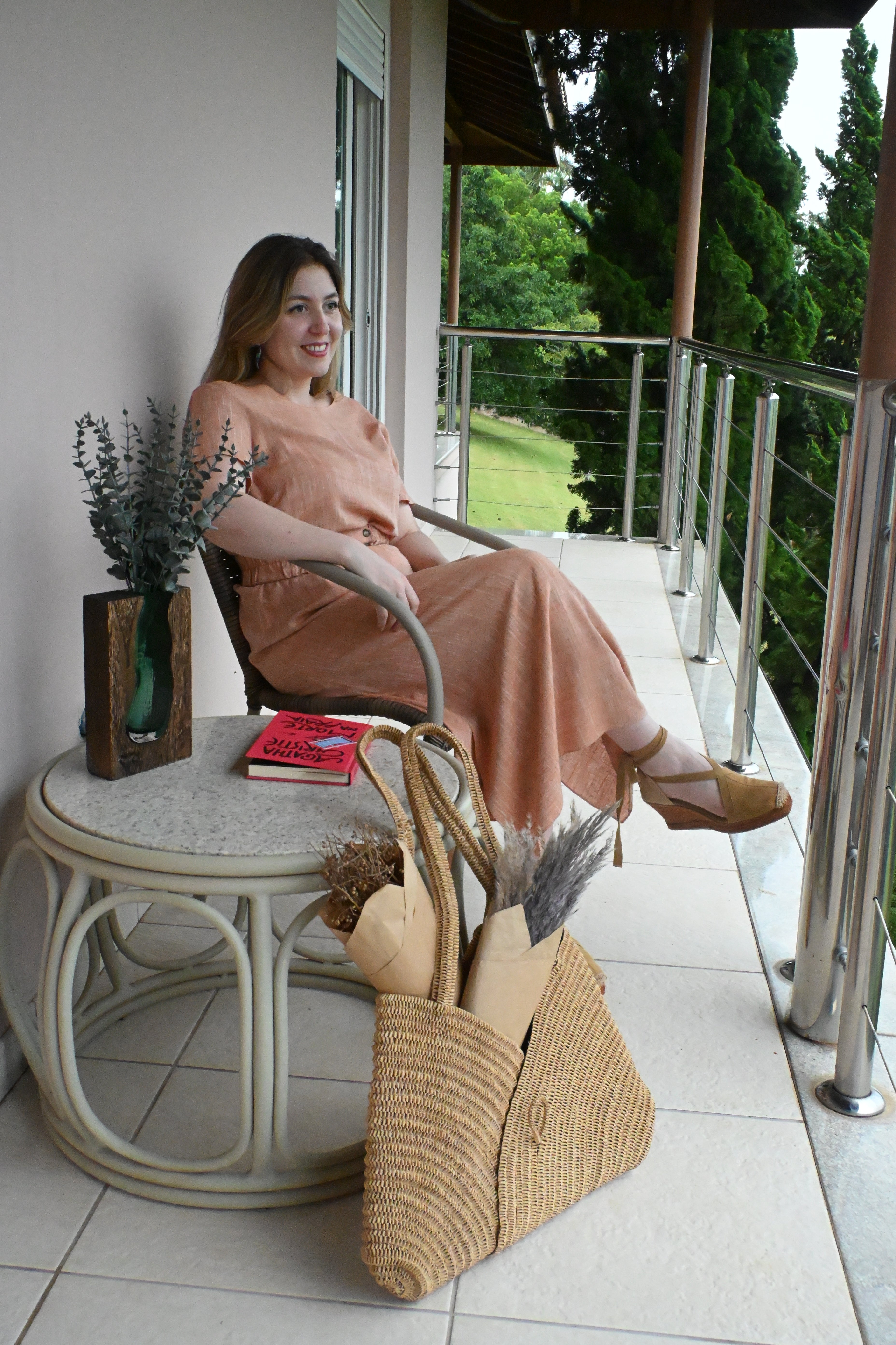 Vestido Longo Laranja com Cinto
