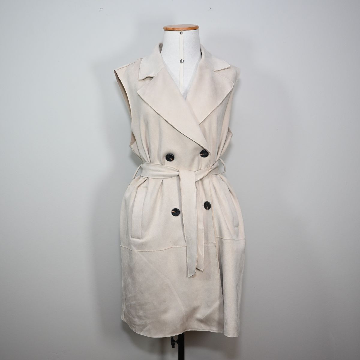 Colete longo de sued Off white