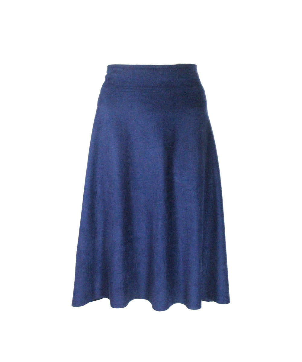 Saia Midi de Camurça Azul Royal