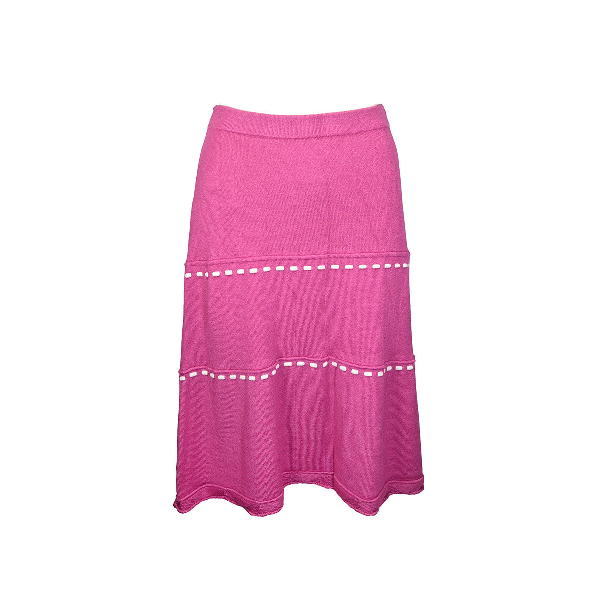 saia midi de malha rosa