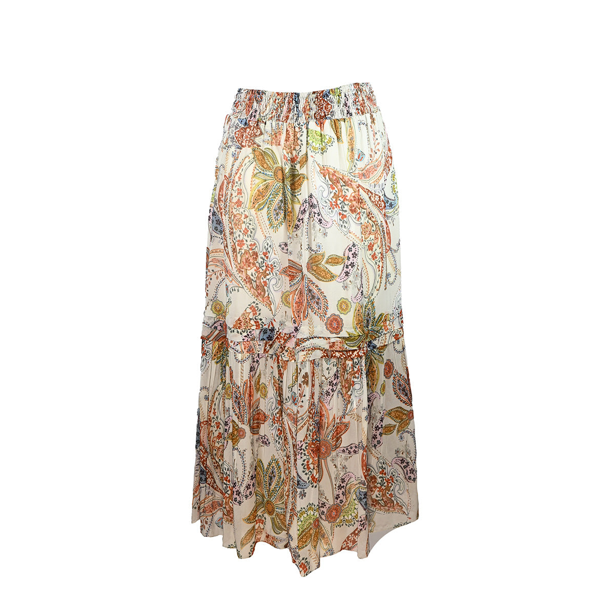 Saia Midi Estampada Paisley com Caimento Fluido