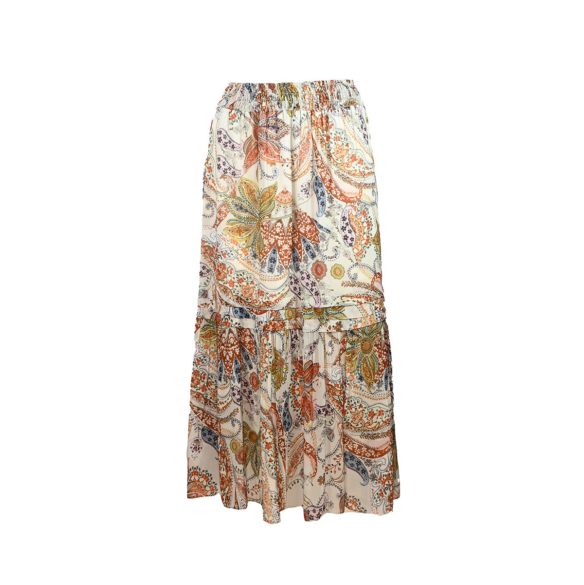 Saia Midi Estampada Paisley com Caimento Fluido