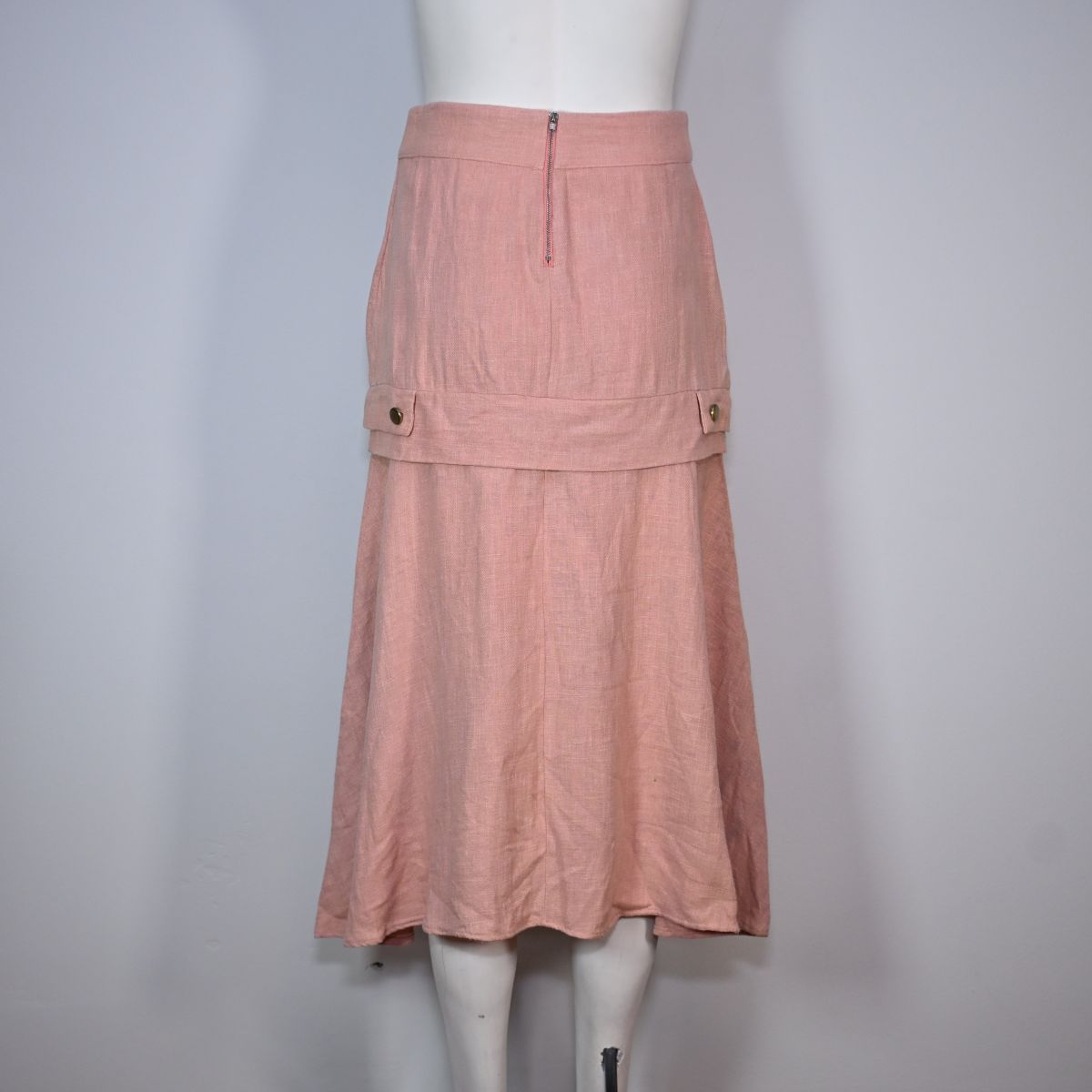Saia midi de linho laranja claro