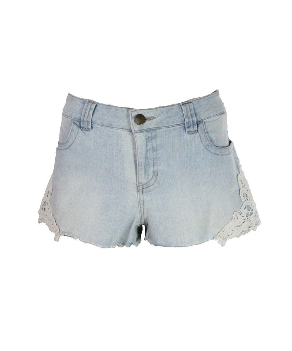 Shorts jeans com renda