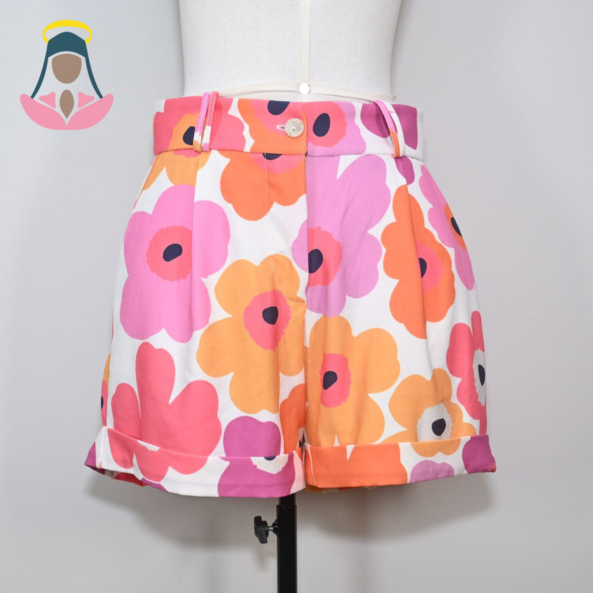 Shorts floral rosa