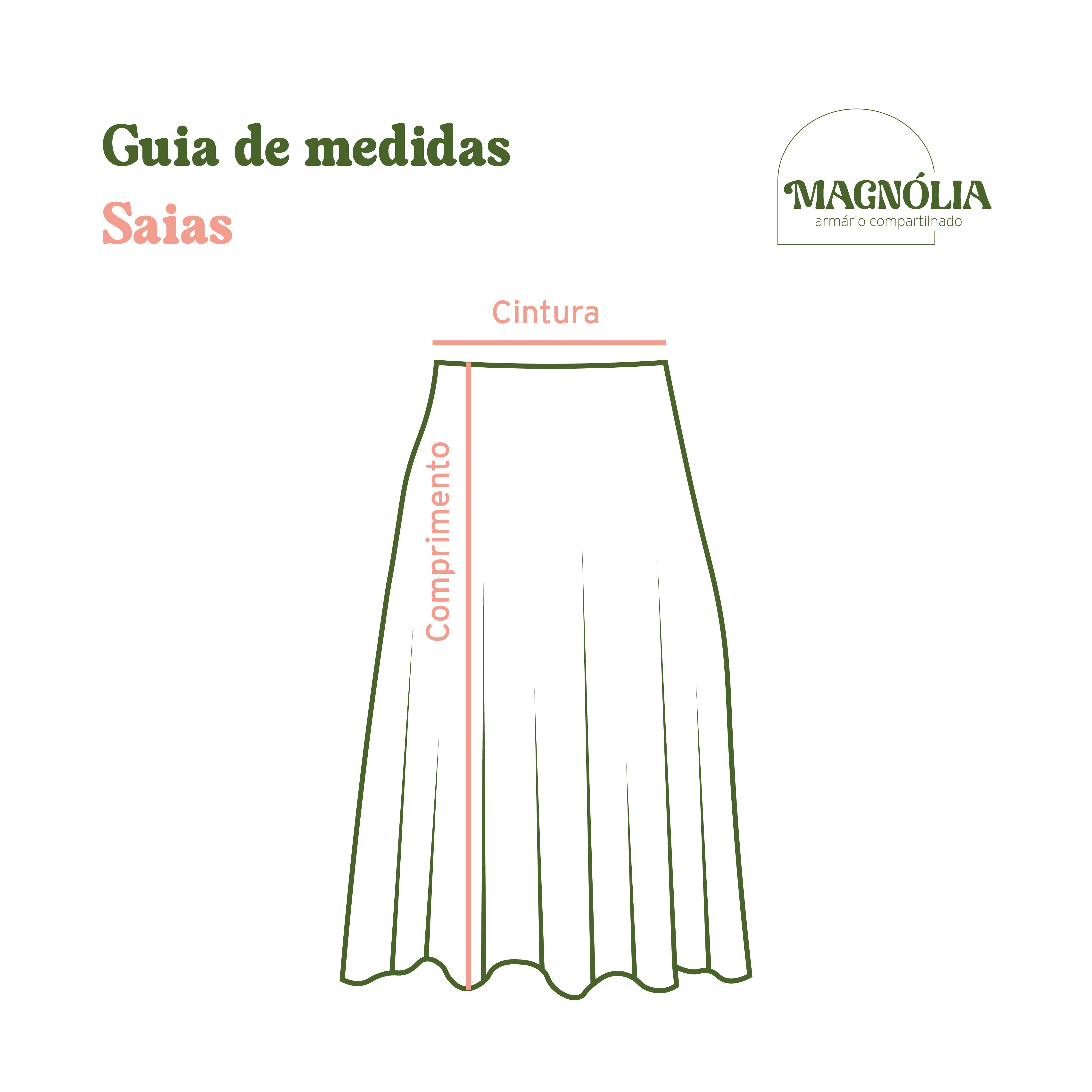 Saia Midi Branca com Estampa Floral Preta