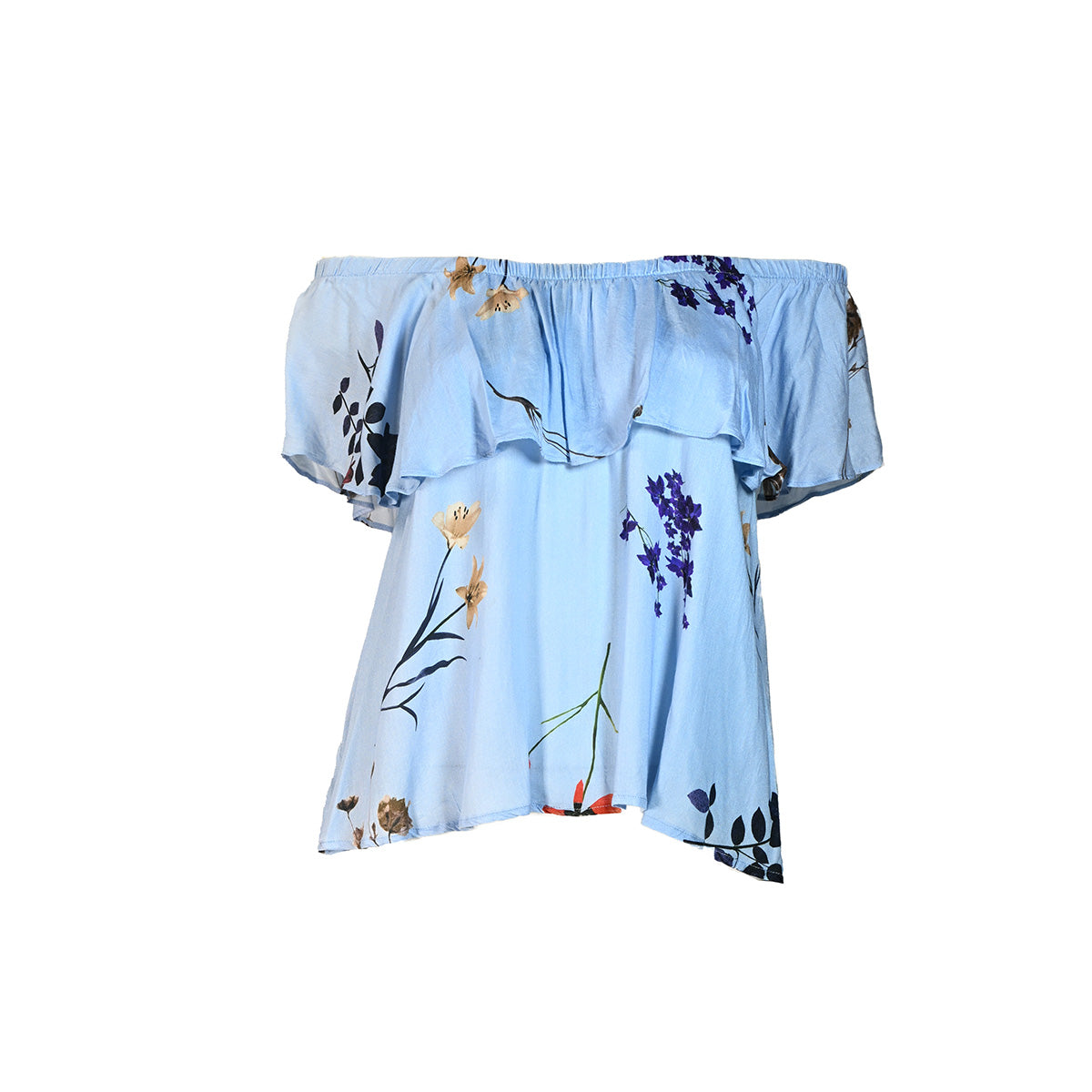Blusa Azul claro floral ombro a ombro