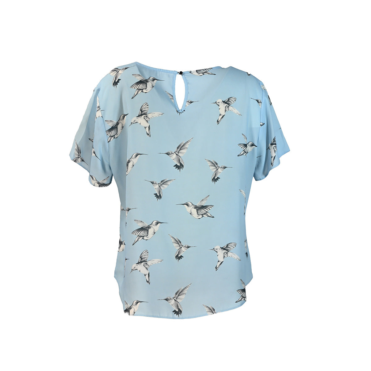 Camiseta azul claro com passaros