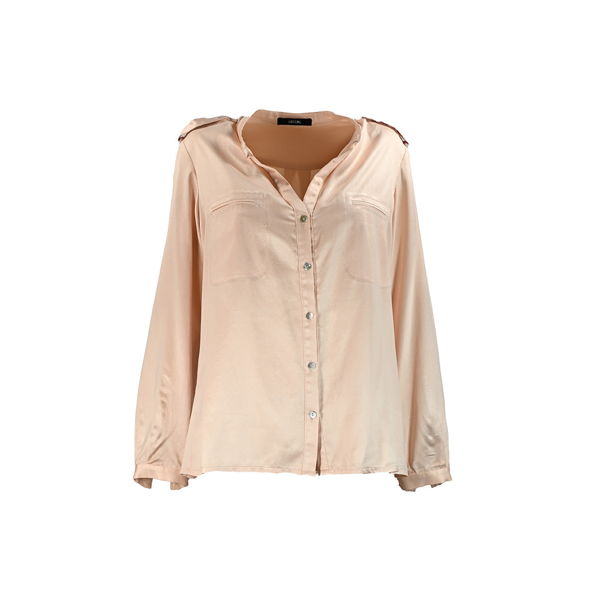 Camisa rosa calro com detalhe nos ombros