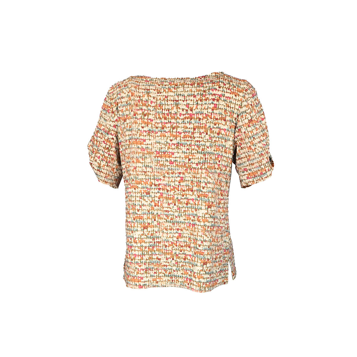 Camiseta estampada com abertura nos ombros