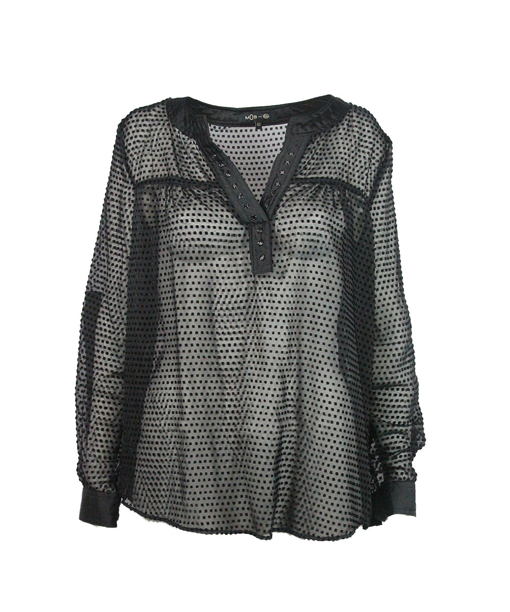Blusa Preta com Transparência
