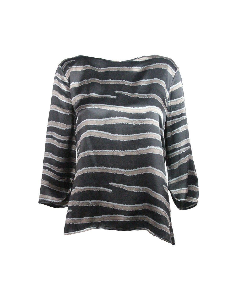 Blusa Listrada Preto e Bege