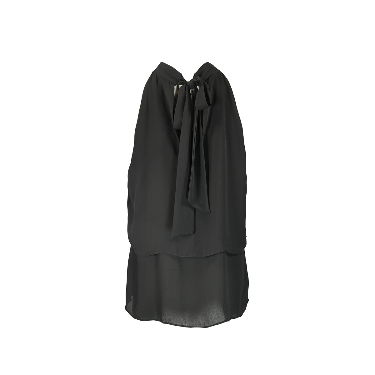 Blusa preta com amarração no pescoço