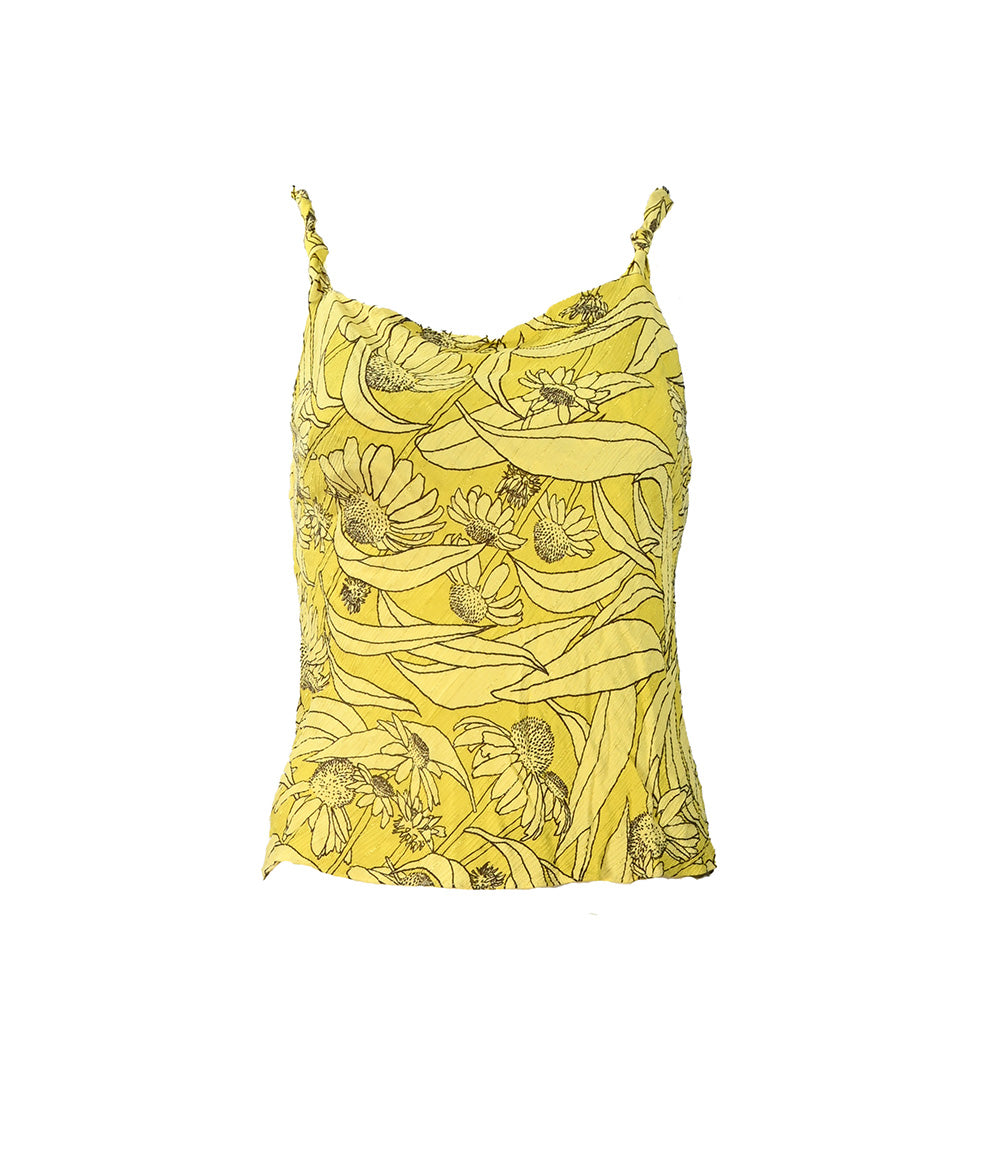 Regata amarela com estampa de girassol