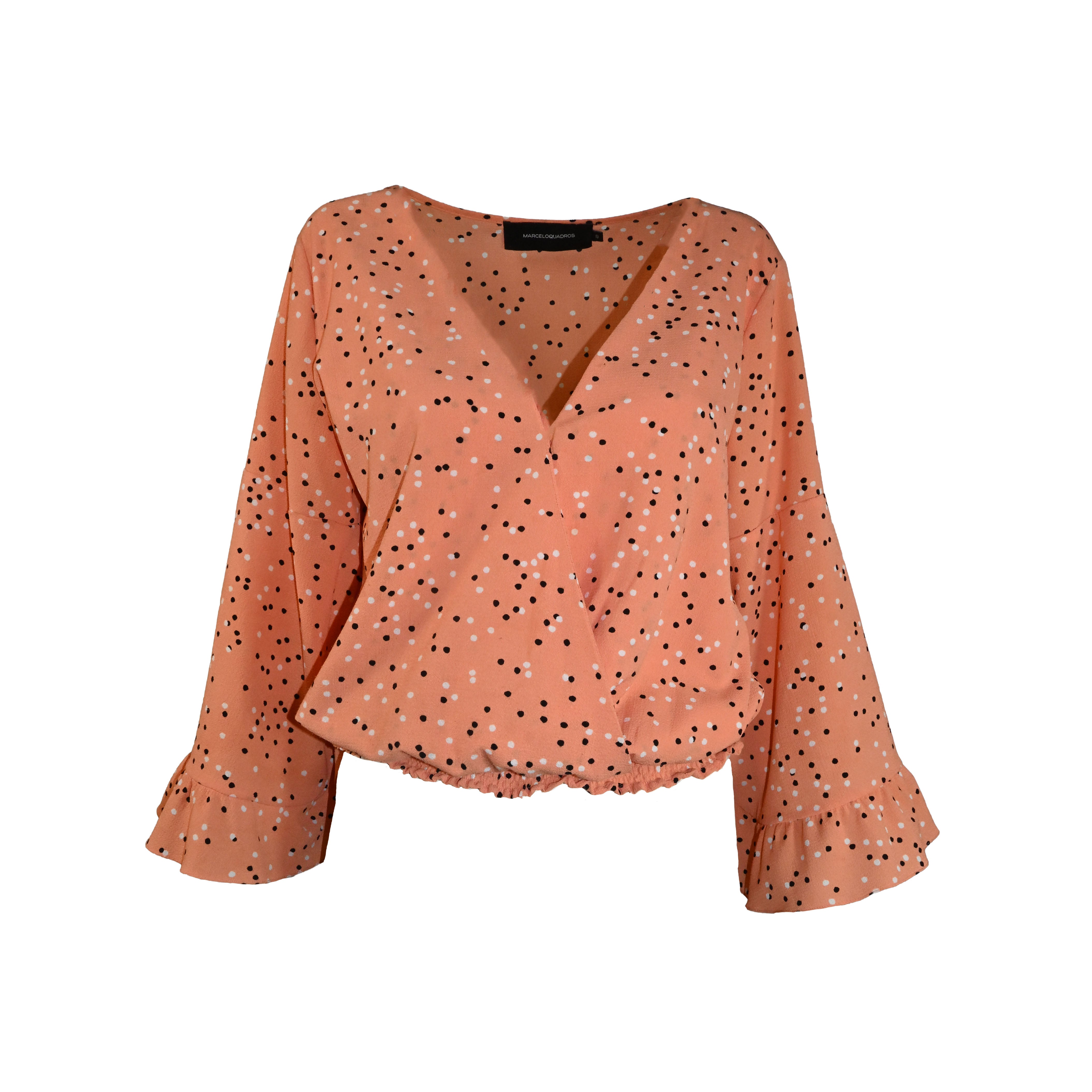 Blusa laranja com poá