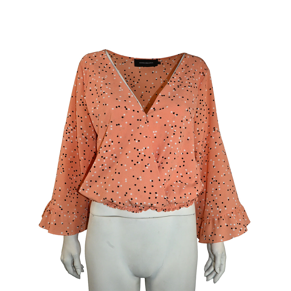 Blusa laranja com poá