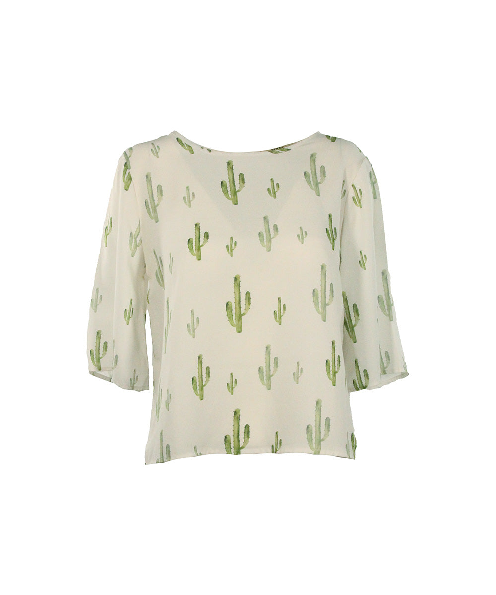 Blusa com Estampa de Cactos
