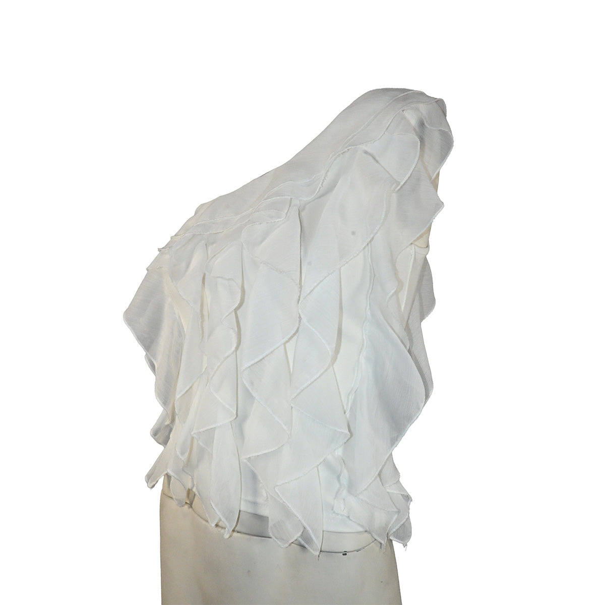 Blusa branca com babados verticais