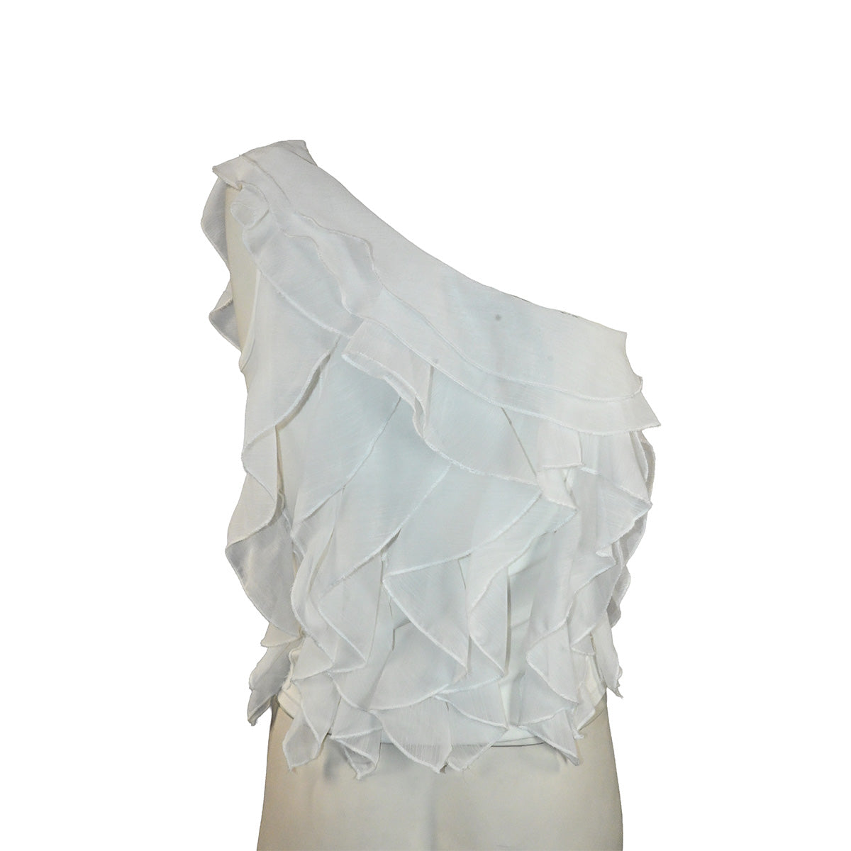 Blusa branca com babados verticais