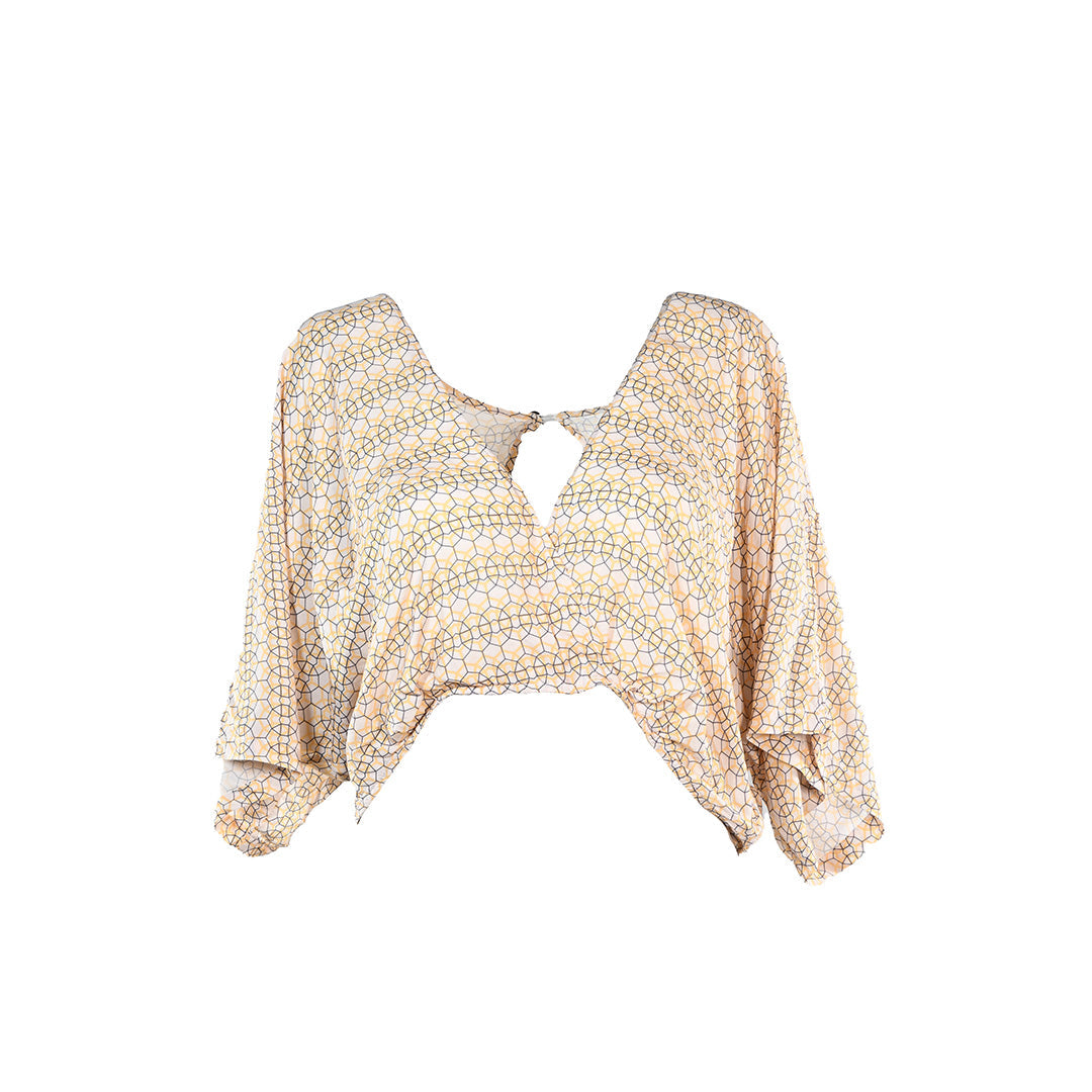 Cropped estampado branco e laranja