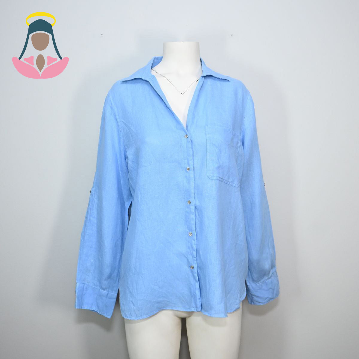 Camisa de linho azul claro