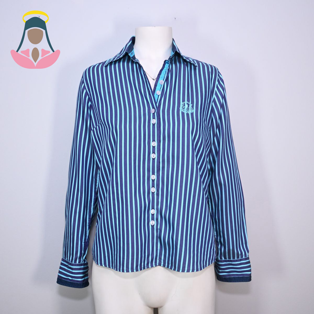 Camisa listrada azul e roxo