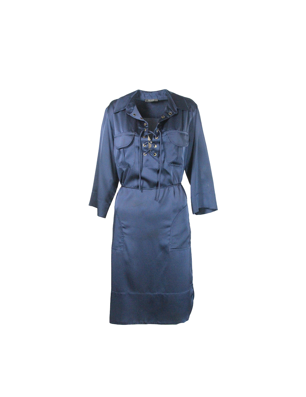 Vestido Curto Azul-Marinho Acetinado